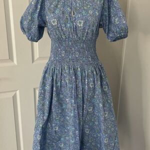 Floral Blue Smocked Dress